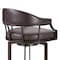 Armen Living Pharaoh Swivel 30" Auburn Bay and Brown Faux Leather Bar Stool 721535743308 - alternate 3